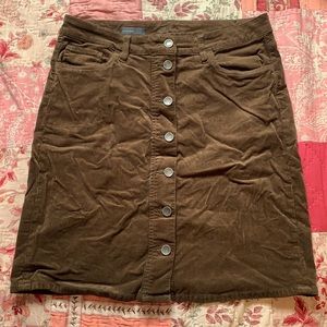 Olive button-up cotton pencil skirt